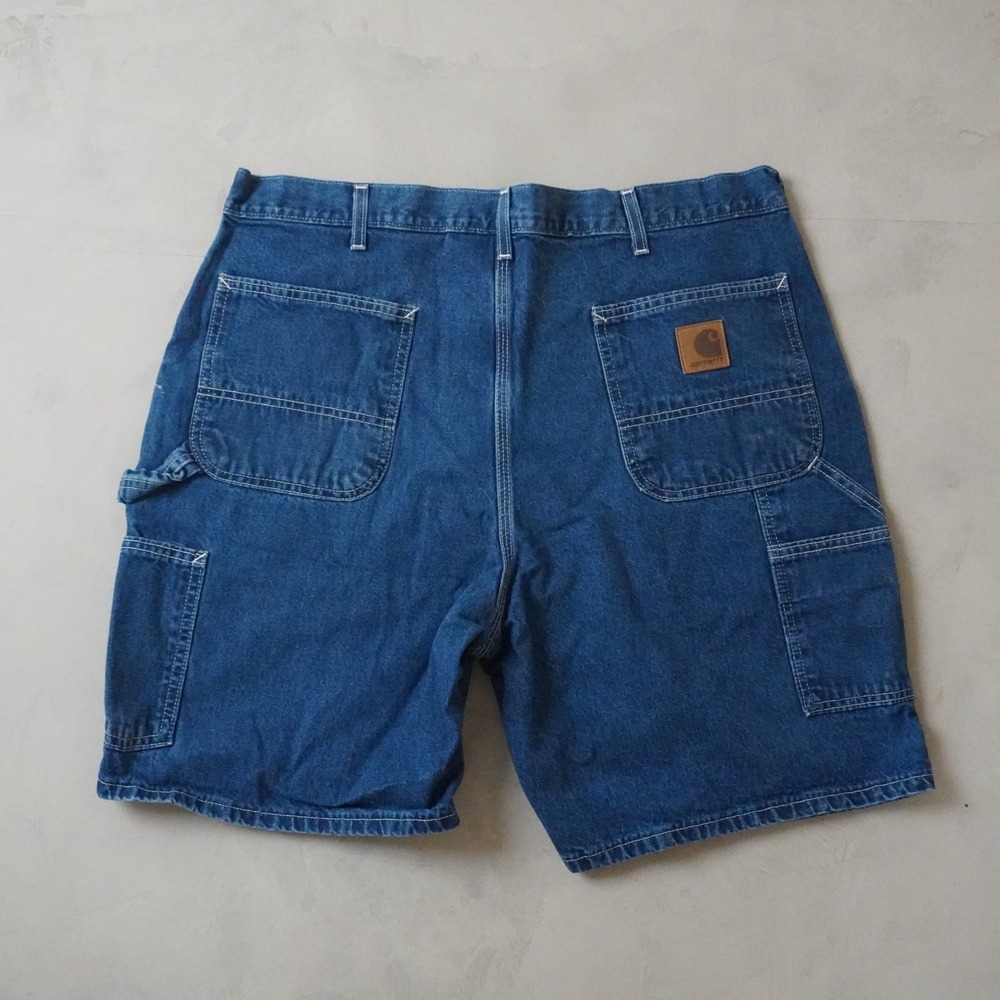 Vintage Carhartt B28DST Carpenter Shorts 38 Mens 90s Blue Denim USA Workwear